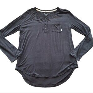 DKNY Henley Long Sleeve Top - Black